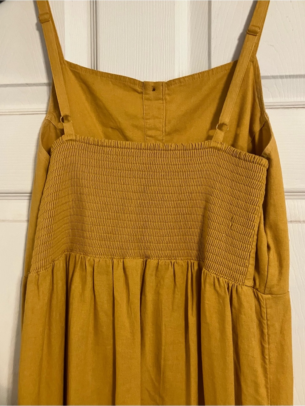 Old Navy Button Front Smocked Back Boho Sundress Mustard Yellow Size L - Picture 4 of 6